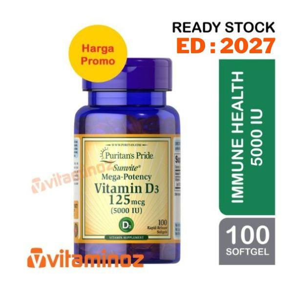 Gambar Puritan's Puritan Pride Vitamin D D3 1000 2000 5000 IU isi 100 softgel - 5000 iu dari VitaminOz undefined Tokopedia