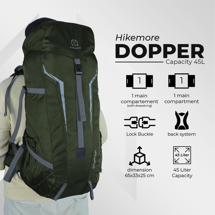 Gambar Hikemore Tas Ransel Gunung Carrier Dopper 45L UNISEX Ori - HM Army dari Hikemore Tangerang undefined Tokopedia