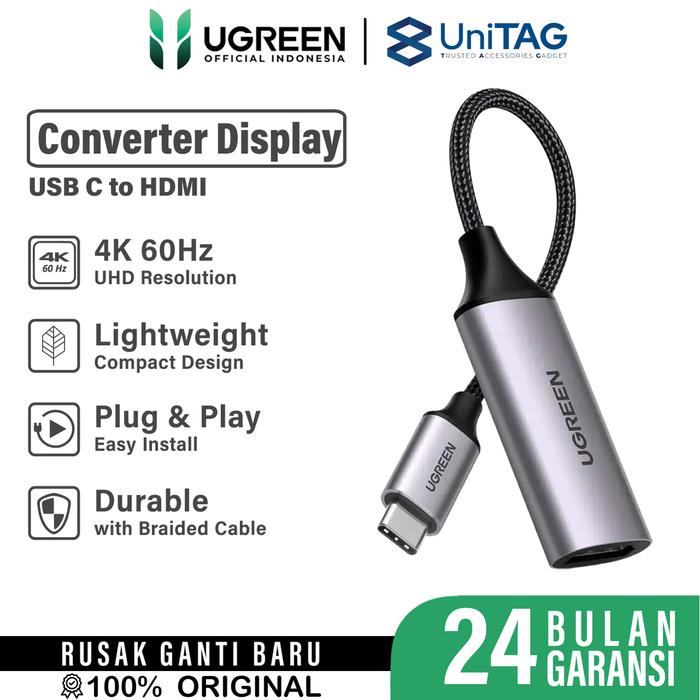 Gambar UGREEN Kabel Converter USB C to HDMI Male Female VGA TV Proyektor Converter For Macbook Laptop Samsung Huawei 4K Cable Adapter - HDMI Female dari Ugreen Indonesia by UniTAG undefined Tokopedia