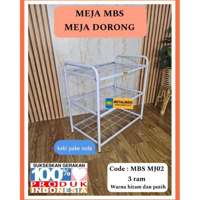Gambar Meja tv dorong MBS meja dapur meja 3 susun serbaguna - MBS MJ02 3RAM, Putih dari CV GADING MEGA undefined Tokopedia