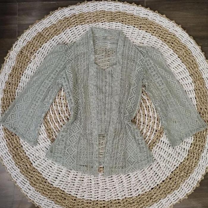 Gambar (Hanya Kebaya) Baju Kebaya Brukat Lonceng Bali Wisuda Modern Murah - Sage, XL dari tokobesot213 undefined Tokopedia