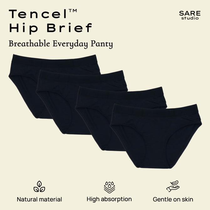 Gambar Sare Studio Lobi Tencel Panty 4 Packs in Black Promo - S dari KeizaStoreID undefined Tokopedia