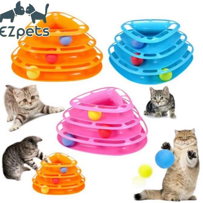 Gambar Mainan Kucing Bola Tower Of Tracks Triangular Fun Cat Kitten Toy Terlaris - Merah Muda dari jatinishop undefined Tokopedia
