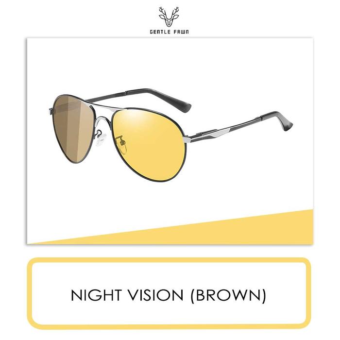 Gambar Gentle Fawn Kacamata Sunglasses Polarized Photocromic Style Aviator Bahan Metal Kuat Kokoh Lensa Night Vision Anti Silau 8722 - NIGHT VSN(BRWN) dari Gray Pink undefined Tokopedia