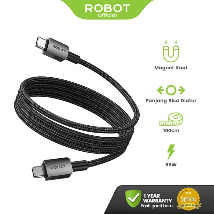Gambar ROBOT Kabel Data Magnetik Fast Charging 65W Kabel Charger Type C Lightning Anti Kusut 1M RXCC RXCL Original - Garansi ResmI 1 Tahun - Type C dari ROBOT Audio Indonesia undefined Tokopedia
