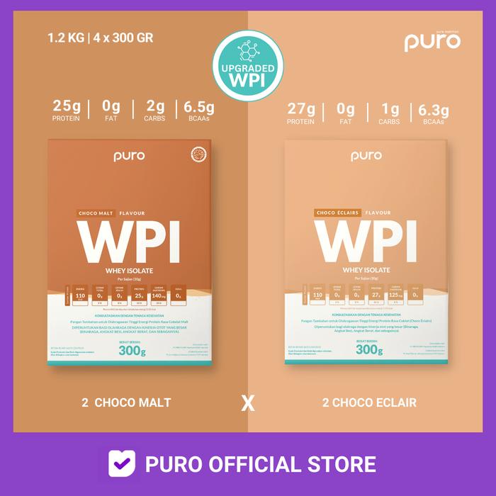Gambar PURO ISOPRO WPI 90 Whey Protein Isolate 1.2Kg - Malt & Eclair dari Puro Indonesia undefined Tokopedia