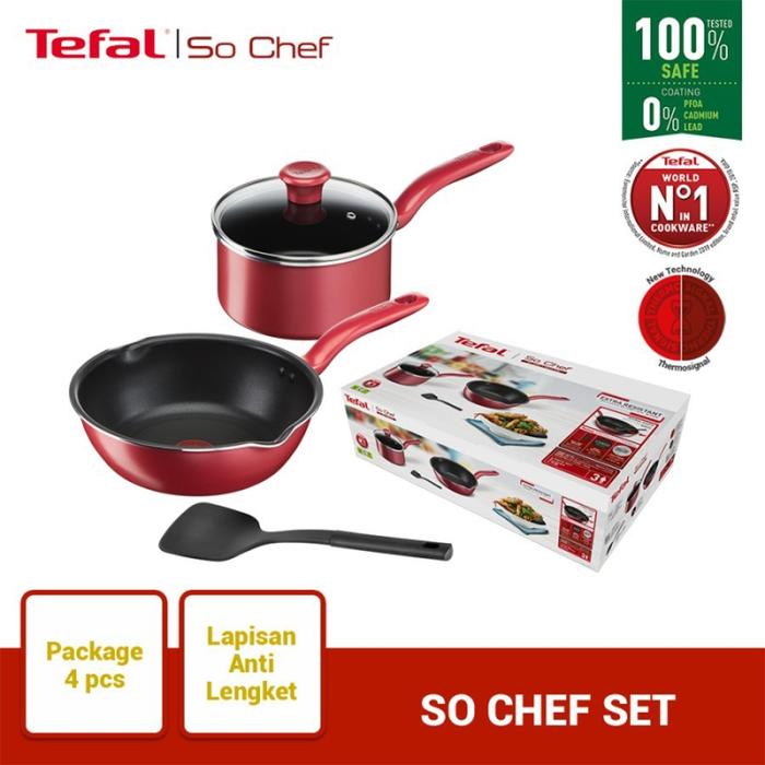 Gambar Tefal So Chef Wajan Anti Lengket / Panci Anti Lengket / Wajan Induksi - Set 4pcs dari Homeland Store undefined Tokopedia