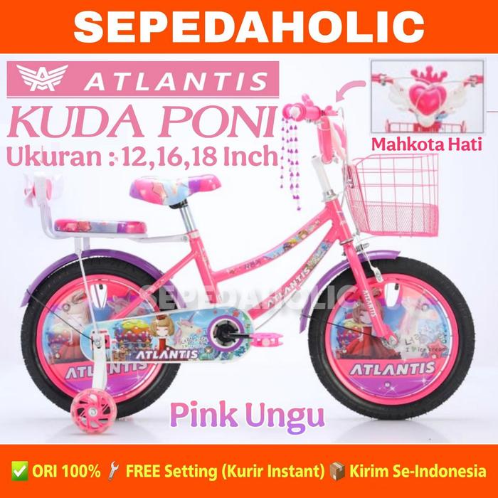Gambar Sepeda Anak Perempuan ATLANTIS KUDA PONI LITTLE PONY 12 16 18 Inch - Pink, 16 Inch dari Sepedaholic undefined Tokopedia