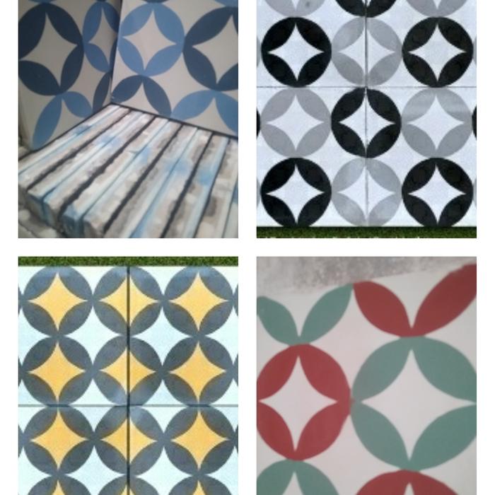 Gambar Tegel / Tekel Motif Kawung Mini 20x20cm Ubin Lantai Klasik - custom dari Tegel Retro Jepara undefined Tokopedia