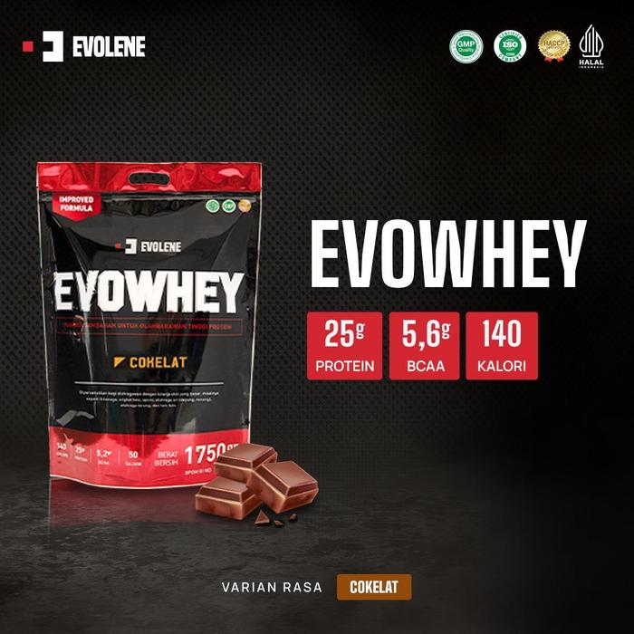 Gambar EvoWhey Evolene Whey Protein 50 Sachet - Suplemen Fitness - Suplemen Workout - Coklat, Evobar 2pc dari Evolene undefined Tokopedia