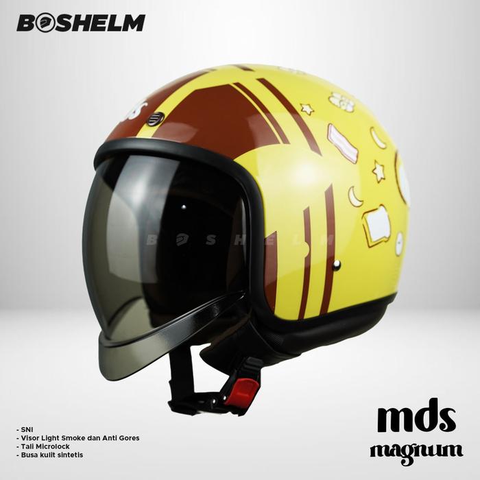 Gambar Helm Retro MDS MAGNUM SOLID Helm Half Face SNI - #3 YLW GLOSSY, L dari BOSHELM undefined Tokopedia