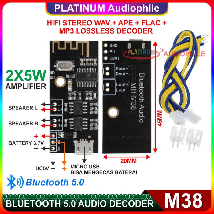 Gambar Bluetooth Audio Modul + Class D 2x5W | Stereo Bluetooth Audio 4.2 M38 dari PLATINUM Audiophile undefined Tokopedia