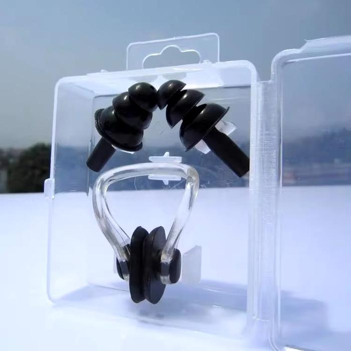 Gambar Nose Clip + Ear Plug Penutup Hidung dan  Telinga Saat Renang Diving Snorkling All Size - Hitam dari Aurel Babyshop undefined Tokopedia