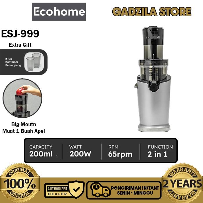 Gambar ECOHOME Slow Juicer Jus Buah 2 in 1 ESJ 999 Alat Pengekstrak Buah Multifungsi Blender 200 Watt 65Rpm - Silver dari GADZILA STORE undefined Tokopedia