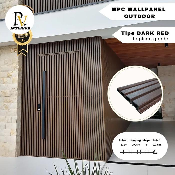 Gambar WPC WALLPANEL OUTDOOR - CLADDING PANEL DINDING - HIASAN DINDING OUTDOOR - PANEL DINDING OUTDOOR - LPG-DARK RED dari Rvinterior undefined Tokopedia