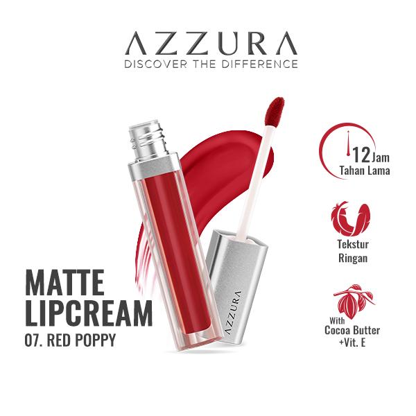 Gambar Azzura Matte Lipcream Lipstik Matte Red Poppy 07 dari Wings Indonesia undefined Tokopedia