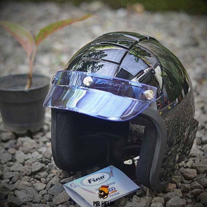 Gambar Helm Bogo Retro Robot Sni Mr Helm - Black dari MR HELM_NEW undefined Tokopedia