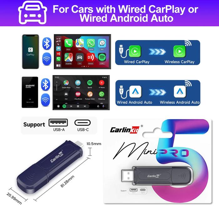 Gambar Carlinkit Mini Se Pro Wired To Wireless Apple Carplay Dan Android Auto Usb C Dan Usb A port dari Carlinkit Store undefined Tokopedia