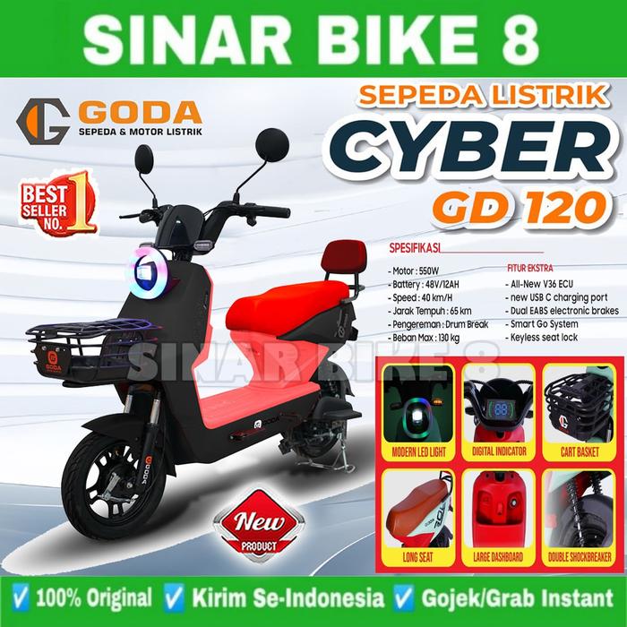 Gambar Sepeda Listrik GODA GD 120 CYBER 550 Watt Electric E Bike - Black dari Toko Sepeda Sinar Bike 8 undefined Tokopedia