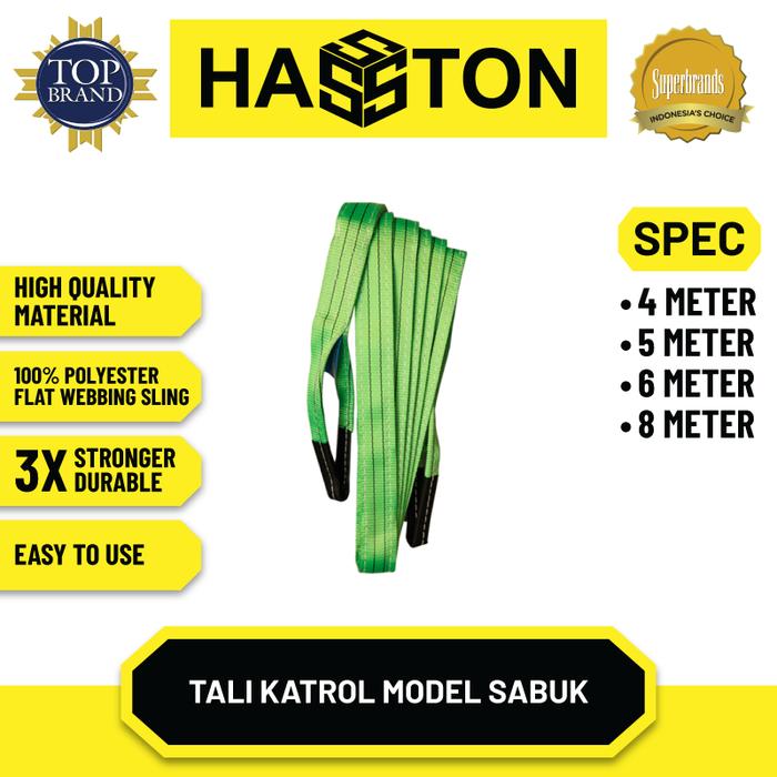 Gambar Hasston Tali Katrol Model Sabuk 3” x 6 m x 3 Ton (0100) - 2 Inch x 2 Ton, 5 Meter dari Hasston Tools undefined Tokopedia