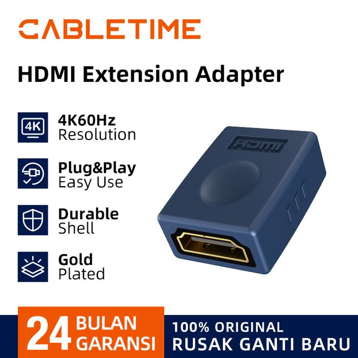 Gambar CABLETIME HDMI Female to Female Adapter HDMI Coupler High Quality - 4K dari Inprotek Kota Administrasi Jakarta Barat Tokopedia