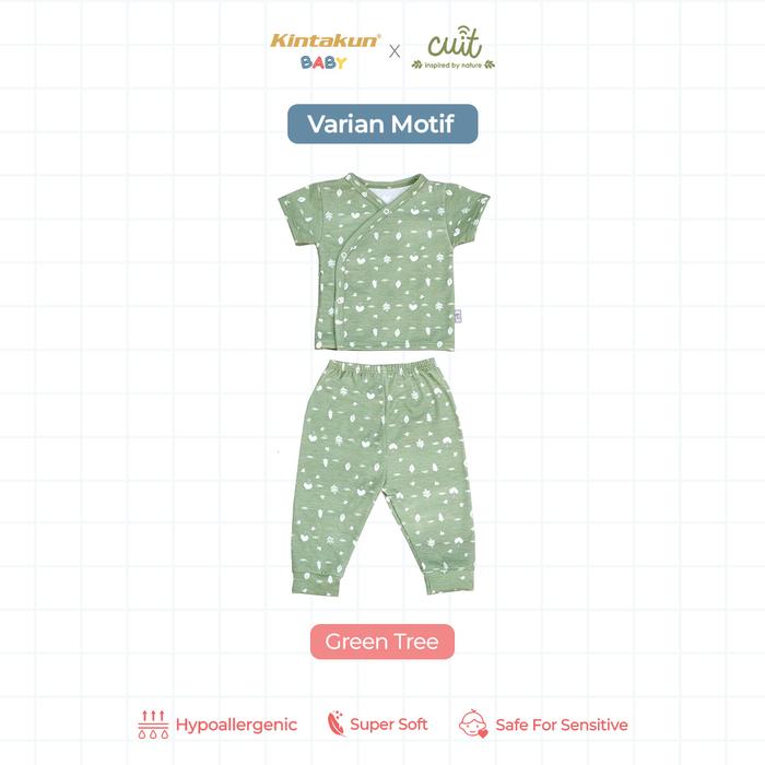 Gambar [PELUK SI KECIL] Cuit Kimono Set Bayi Snap Button Mix Tangan Pendek Celana Panjang Anak Soji Motif Minimalis II Green Machine - Green Tree, NB (0-3 Bulan) dari Peluk si Kecil undefined Tokopedia