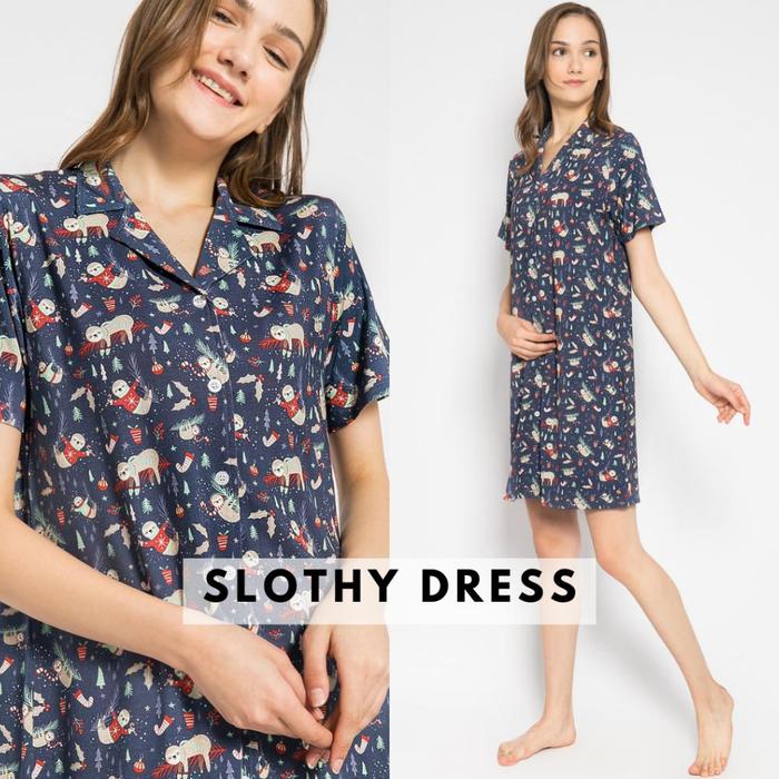 Gambar [READY STOK] [CLEARANCE SALE] PIYAMA / DRESS TENCEL MODAL SET PIYAMA DASTER - Slothy dress, S dari Anggrek Karya Abadi undefined Tokopedia