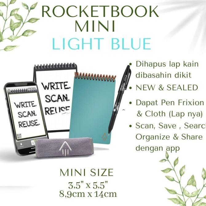 Gambar Rocketbook wave with pen smart Erasable cloud scan notebook instant Terbaik - Light Blue Mini dari Davinoo undefined Tokopedia