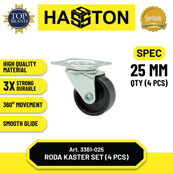 Gambar Hasston Roda Gepeng 25mm 1Set / Roda Kastor / Caster Wheel (3361-025) -  25 mm dari Hasston Tools undefined Tokopedia