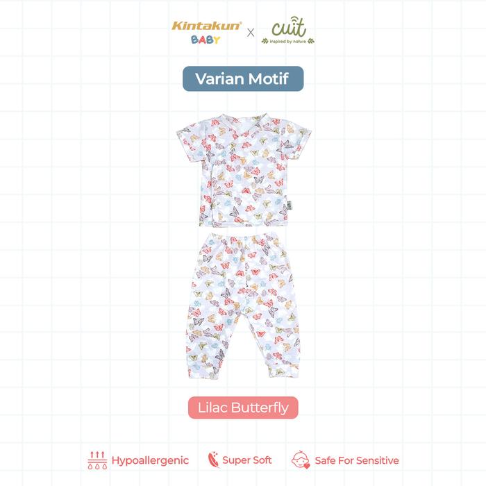 Gambar [PELUK SI KECIL] Cuit Kimono Set Bayi Snap Button Mix Tangan Pendek Celana Panjang Anak Soji Motif Minimalis II Green Machine - Lilac Butterfly, NB (0-3 Bulan) dari Peluk si Kecil undefined Tokopedia