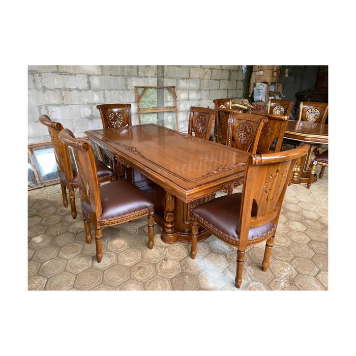 Meja makan jati Meja makan 6 kursi jati Meja makan ukiran kayu jati - Meja kotak di Prayastistore | Tokopedia