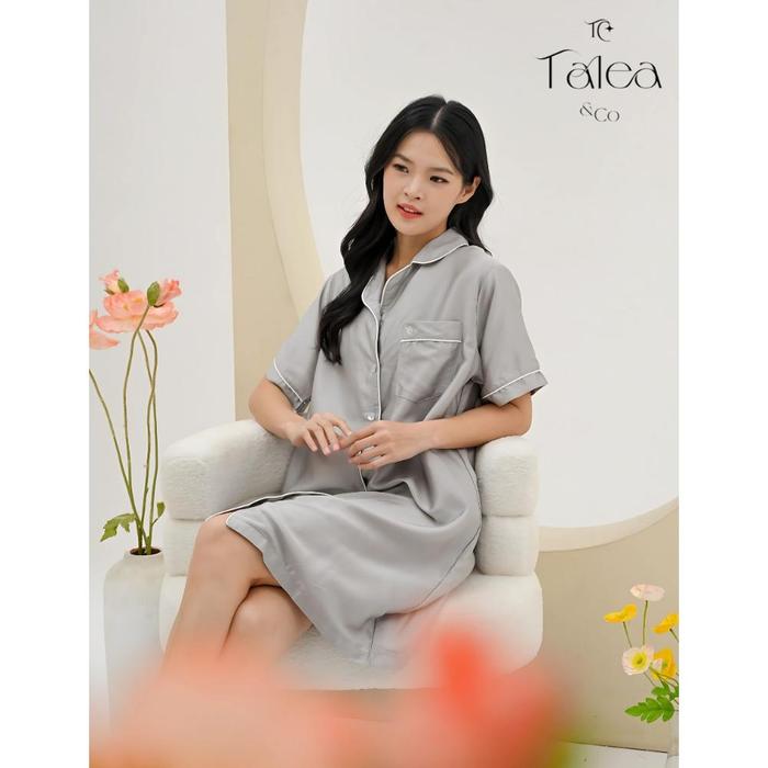 Gambar [PROMO] TALEA & CO | PIYAMA TENCEL SET | SET BAJU TIDUR WANITA | SLEEPWEAR PAJAMAS TENCEL SETELAN LIGHTGREY - Daster, M dari Anggrek Karya Abadi undefined Tokopedia