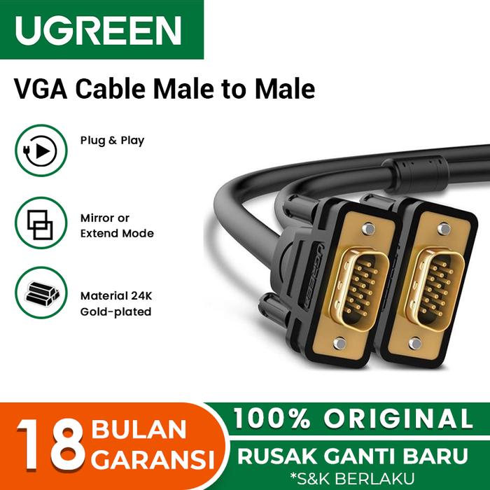 Promo Kabel VGA male to male gold plate UGREEN Meter Kota