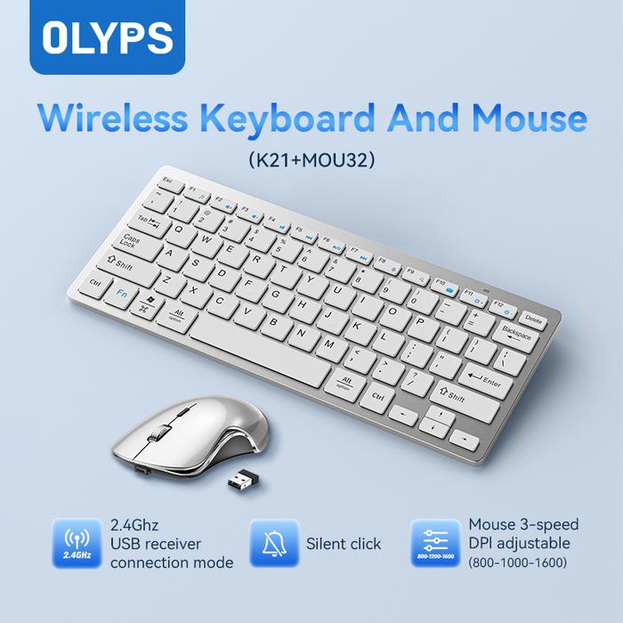 Gambar OLYPS Wireless Keyboard and Mouse Set 2.4Ghz For Laptop PC Tablet - K21+MOU32 dari Olyps Official undefined Tokopedia
