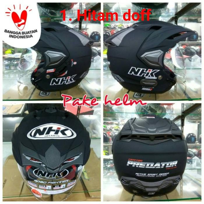 Gambar Helm nhk half face predator crypton double visor solid - Black doff, XXL dari pakehelm undefined Tokopedia