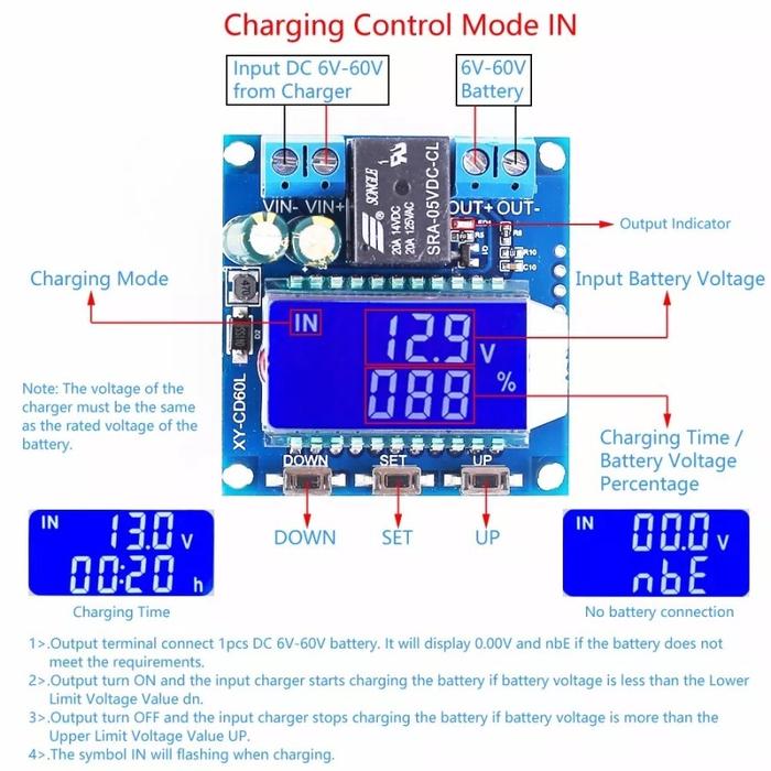 LVD Battery Charging Control DC 6-60V 30A Voltage Power Protection - CD60L
