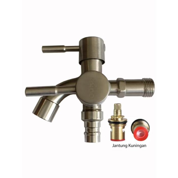 Gambar KRAN Keran CABANG Double Tembok BESI SUS 304 Engkol Baling Putar Babet - Engkol SUS 304 dari TOOLS SPECIALIST undefined Tokopedia