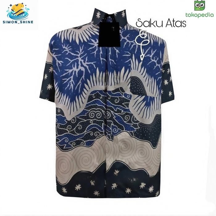 Gambar KEMEJA BATIK MODERN PRIA SIZE M L XL XXL LENGAN PENDEK KATUN ABBAN - NAVY, M dari SIMON SHINE undefined Tokopedia