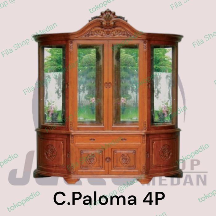 Gambar Lemari Hias 4 Pintu Kayu - Lemari Pajangan Kayu Jati Jepara Murah Mdn - paloma 4p dari juccoshop@medan undefined Tokopedia
