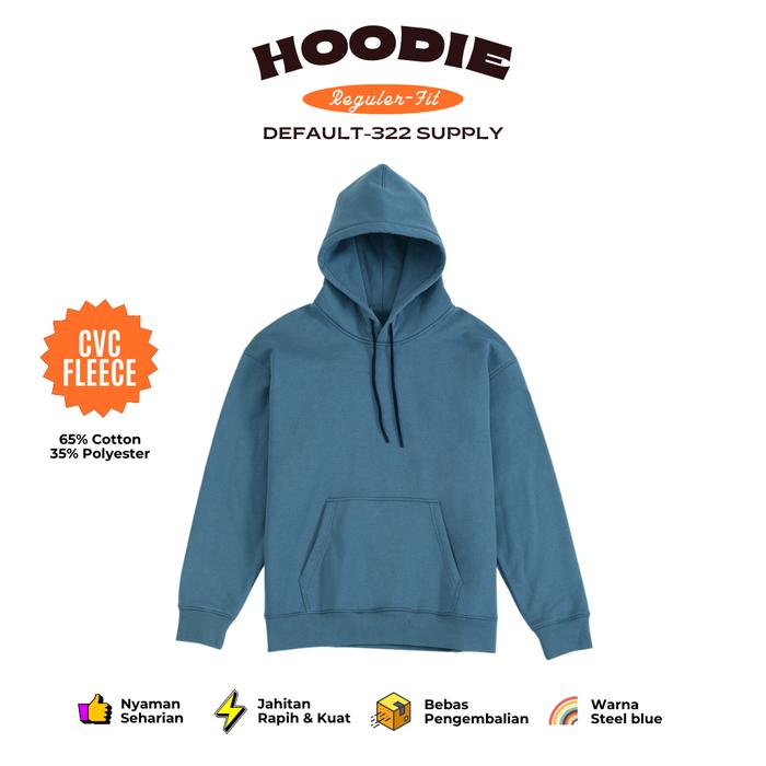 Gambar Hoodie Polos Pria Wanita By 322 Steel Blue Bahan Fleece Size M-XL - XL dari DEFAULT-322 undefined Tokopedia
