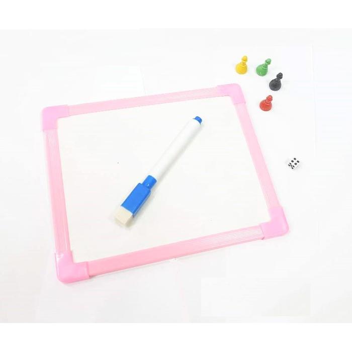 Gambar Papan Tulis Whiteboard Anak 18x15cm + Spidol, Papan Tulis Gantung + Permainan Papan Ular Tangga Board Games - Merah Muda dari Come and Buy Jkt undefined Tokopedia