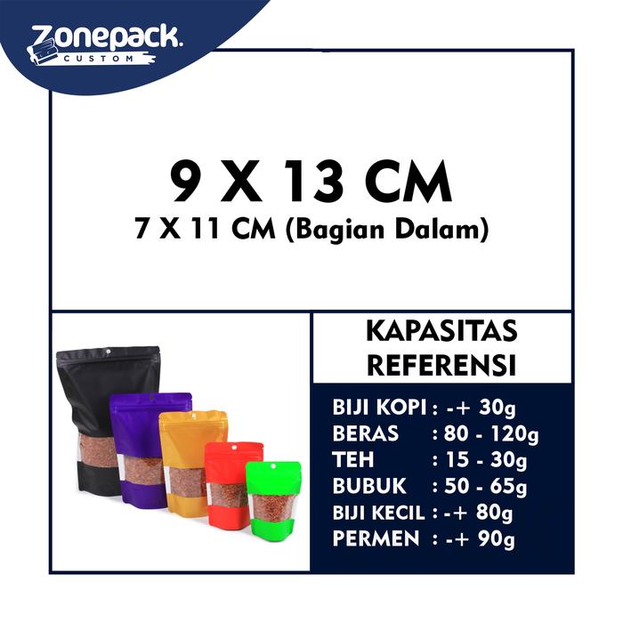 Gambar Sablon Standing Pouch Alumunium Windows Warna Gold | (Isi 100pcs) Sablon 1 Warna 1 Sisi FREE DESIGN  Kemasan Kopi | Kemasan Snack Ziplock - 9 x 13 cm dari Zonepack Custom undefined 5 Tokopedia