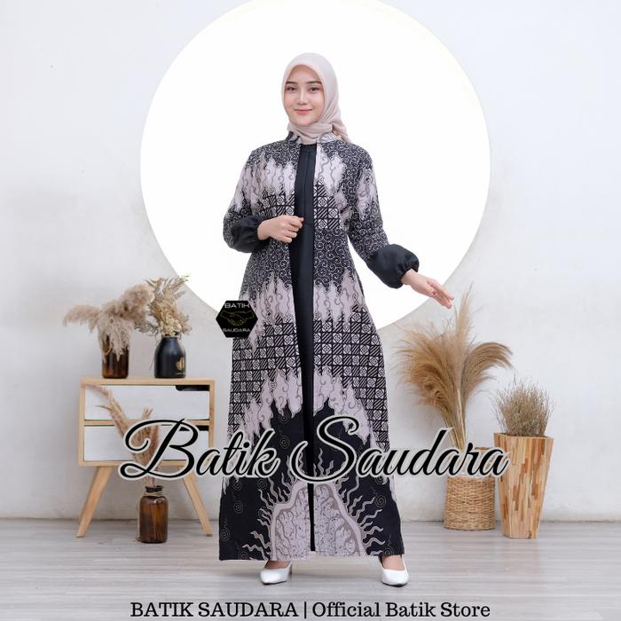 Gambar Batik Saudara Gamis Elegan Simple Baju Batik Katun Wanita Model Baru Motif Mega Mendung Hitam - Mega Hitam, S dari Batik Saudara undefined Tokopedia