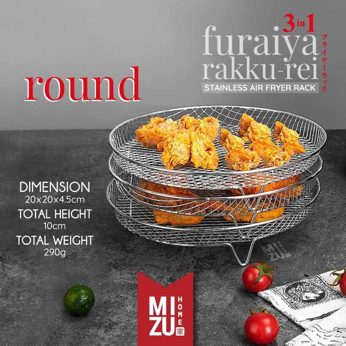 Gambar MIZU FURAIYARAKKU-REI Air Fryer Rack Air Frying Tray Stainless Steamer Rack Roasting Rack Oven Mesh Tray Rak Air Fryer Nampan Tirisan Gorengan Nampan Saringan Nampan Peniris Minyak Gorengan - ROUND dari MIZU.HOME undefined Tokopedia