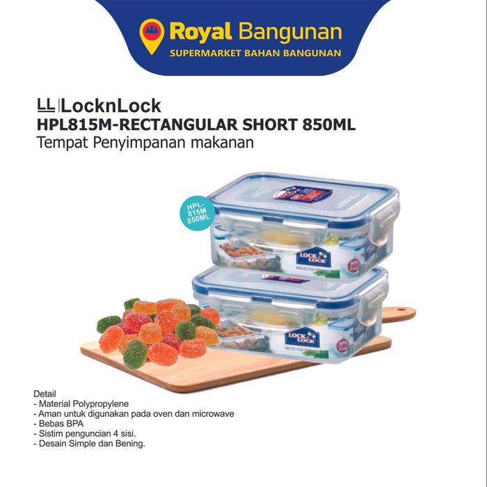 Gambar LocknLock HPL RECTANGULAR TALL FOOD CONTAINER 850ML, 1.2L, 1,6L, 1,8L - HPL815M 850 dari Royal Bangunan Curug undefined Tokopedia