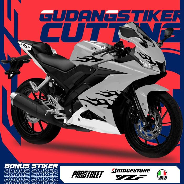 Gambar STRIPING CUTTING R15 V3 MOTIF API STICKER FLAME DESIGN STIKER POTONG SIMPEL STIPING BAHAN SKOTLET SETIKER AKSESORIS SEPEDA MOTOR - Hitam dari JM Striping undefined Tokopedia