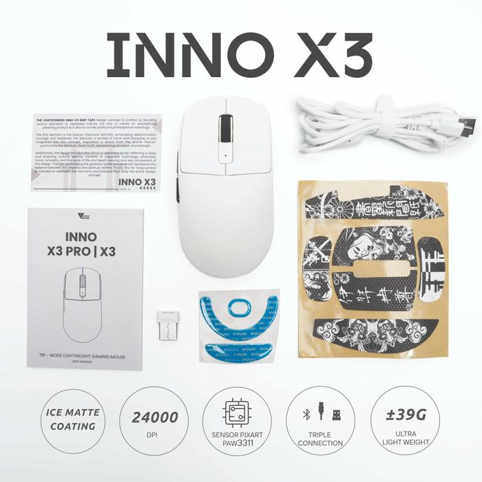 Gambar Vortexseries Inno X3 / Vortex Inno X3 Pro 8K Lightweight Wireless Gaming Mouse Multiconnection Vortex series - X3-PUTIH dari FRAG GAMING STORE undefined Tokopedia
