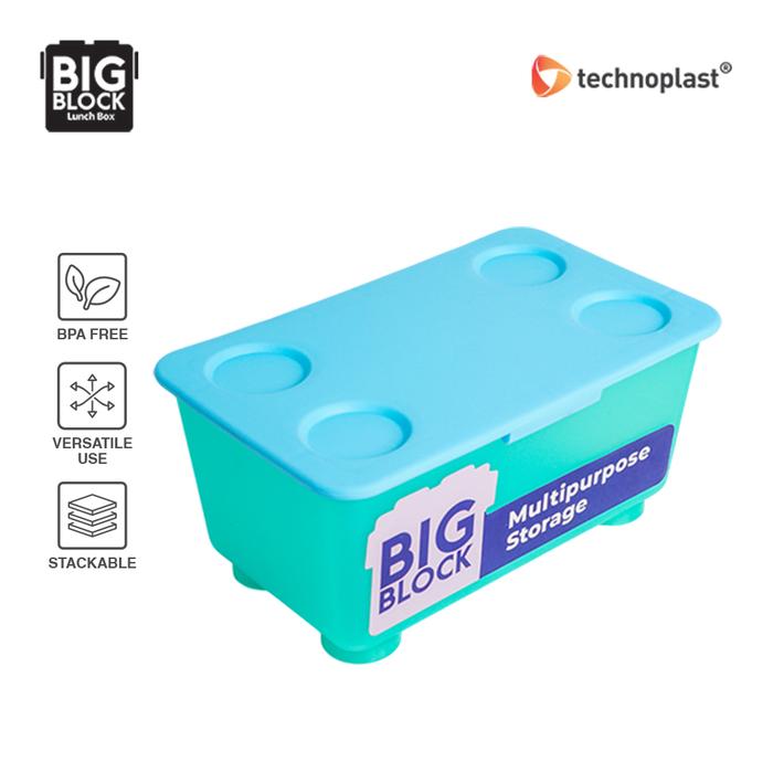 Gambar Tempat Makan Anak / Lunch Box Big Block Set Technoplast + Sendok Garpu + Botol minum + Celengan - Storage BiruH dari Technoplast undefined Tokopedia