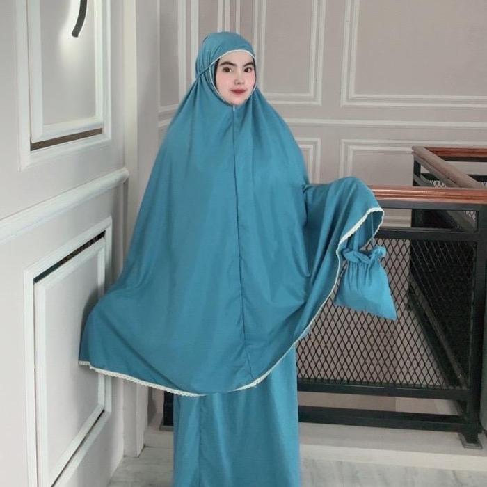 Gambar mukena 2in1 travelling premium dewasa adem - mukena travel polos - Nayara blue dari GROSIR MUKENA TRAVELLING undefined Tokopedia