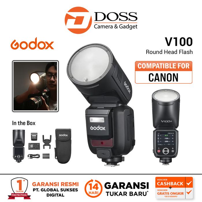 Gambar Godox V100 Round Head Flash V-100 Godox Flash - Canon dari DOSS Camera & Gadget undefined Tokopedia